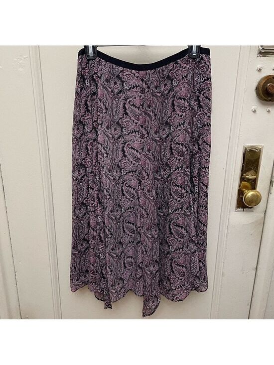 Liz Claiborne Dresses & Skirts - Vintage Y2K Liz Claiborne Maxi Skirt Paisley Purple Black Scarf Hem Flowing 8P